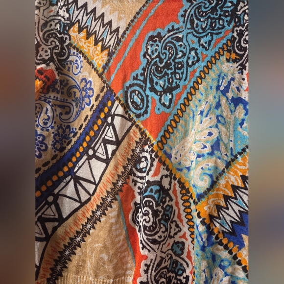 Chico's Orange and Blue Bohemian Cardigan EUC Size M - Picture 5 of 9